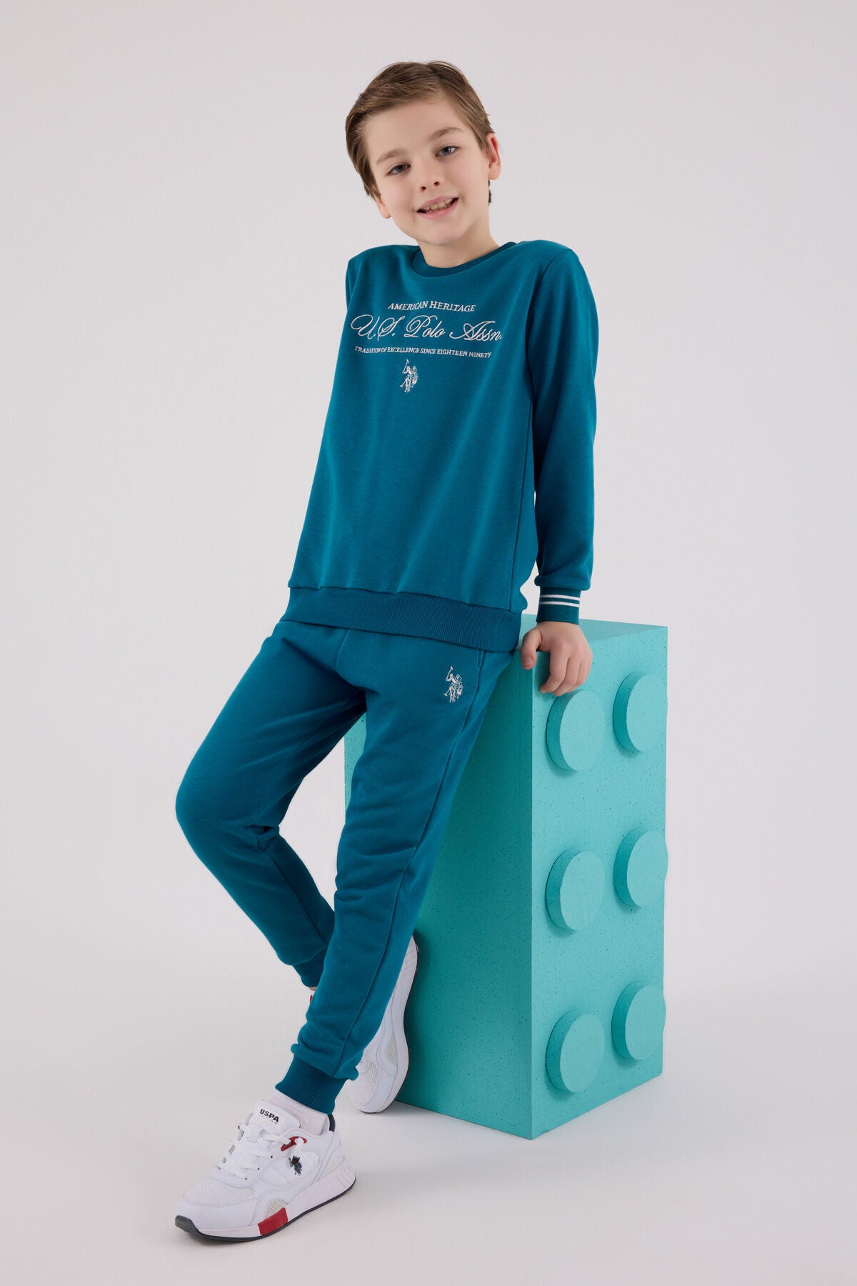 U.S. Polo Assn. Boys Duck Green Jumpsuit Set