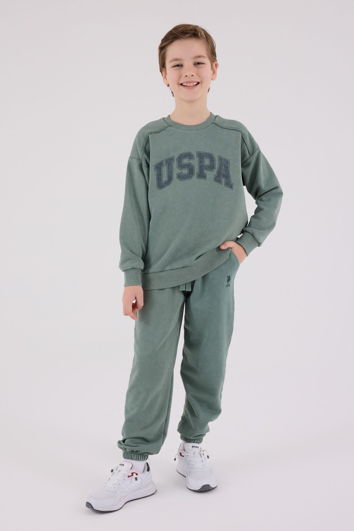 U.S. Polo Assn Boys Dark Green Tracksuit Set