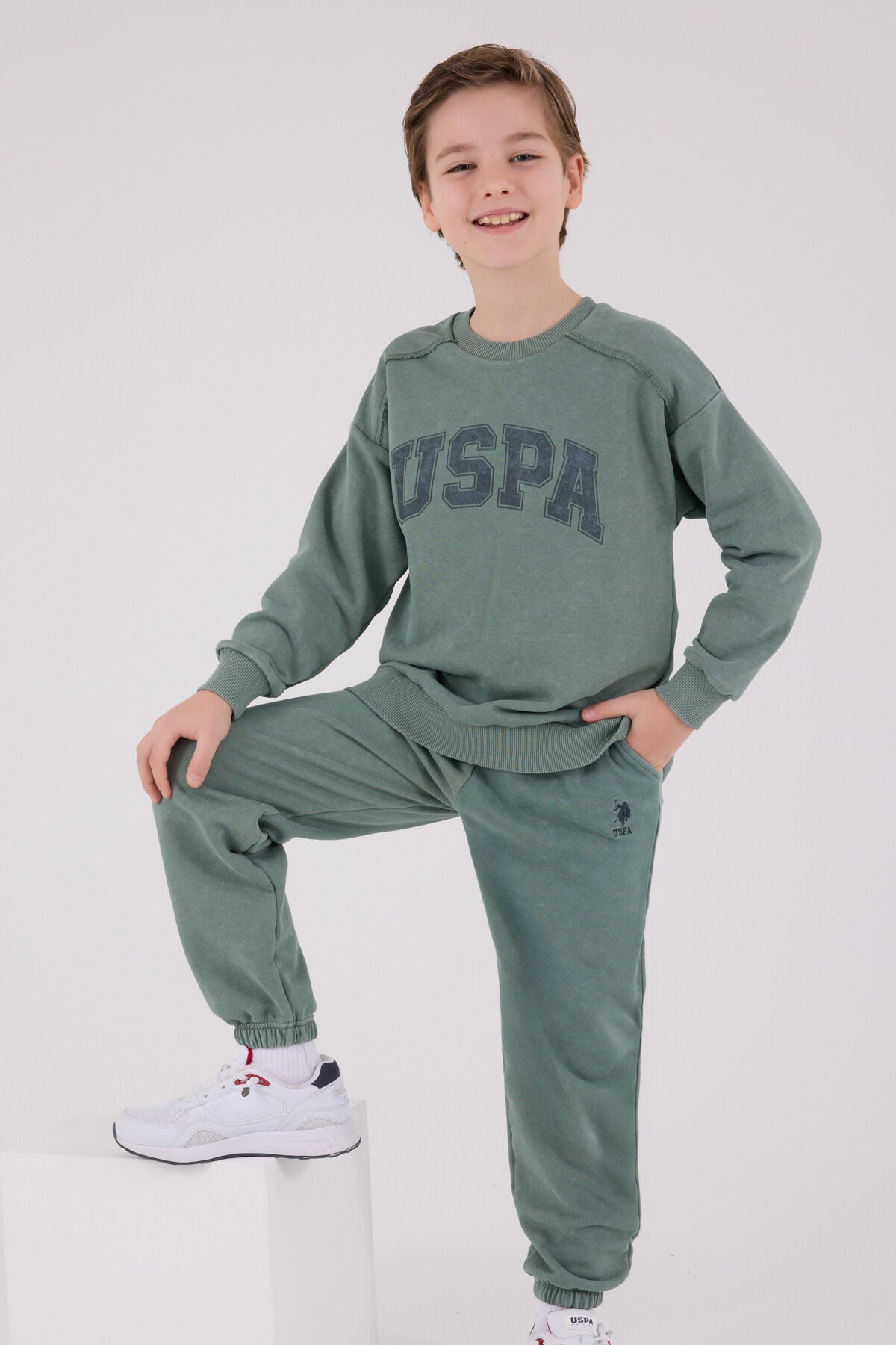 U.S. Polo Assn Boys Dark Green Tracksuit Set