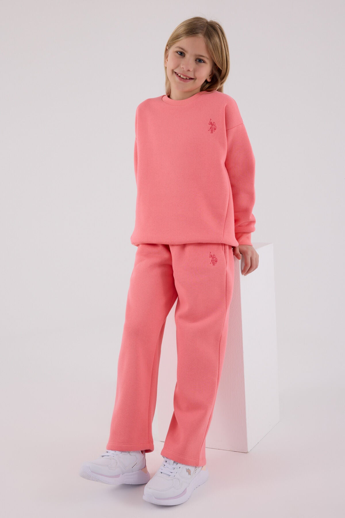 U.S. Polo Assn Girls Neon Pink Tracksuit Set