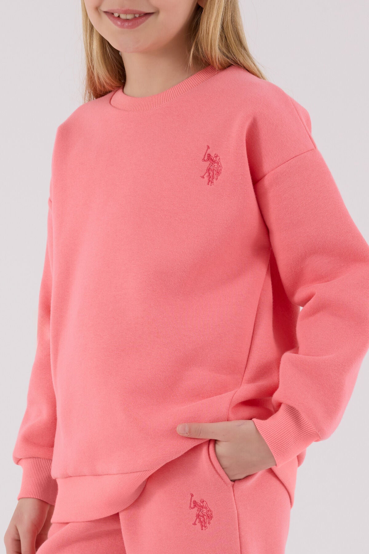 U.S. Polo Assn Girls Neon Pink Tracksuit Set