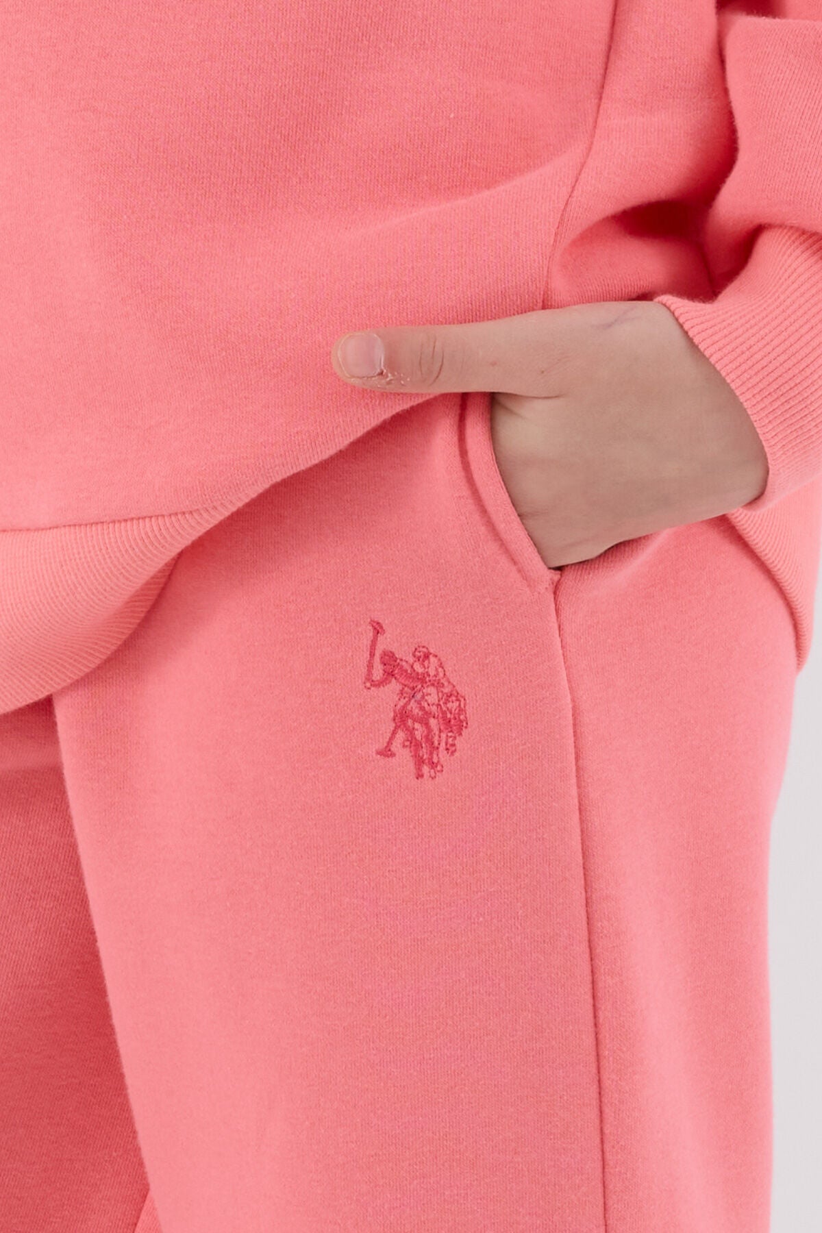 U.S. Polo Assn Girls Neon Pink Tracksuit Set