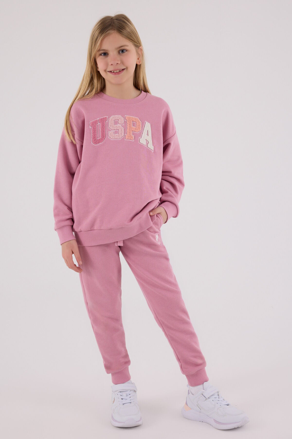 U.S. Polo Assn Girls Dusty Rose Tracksuit Set