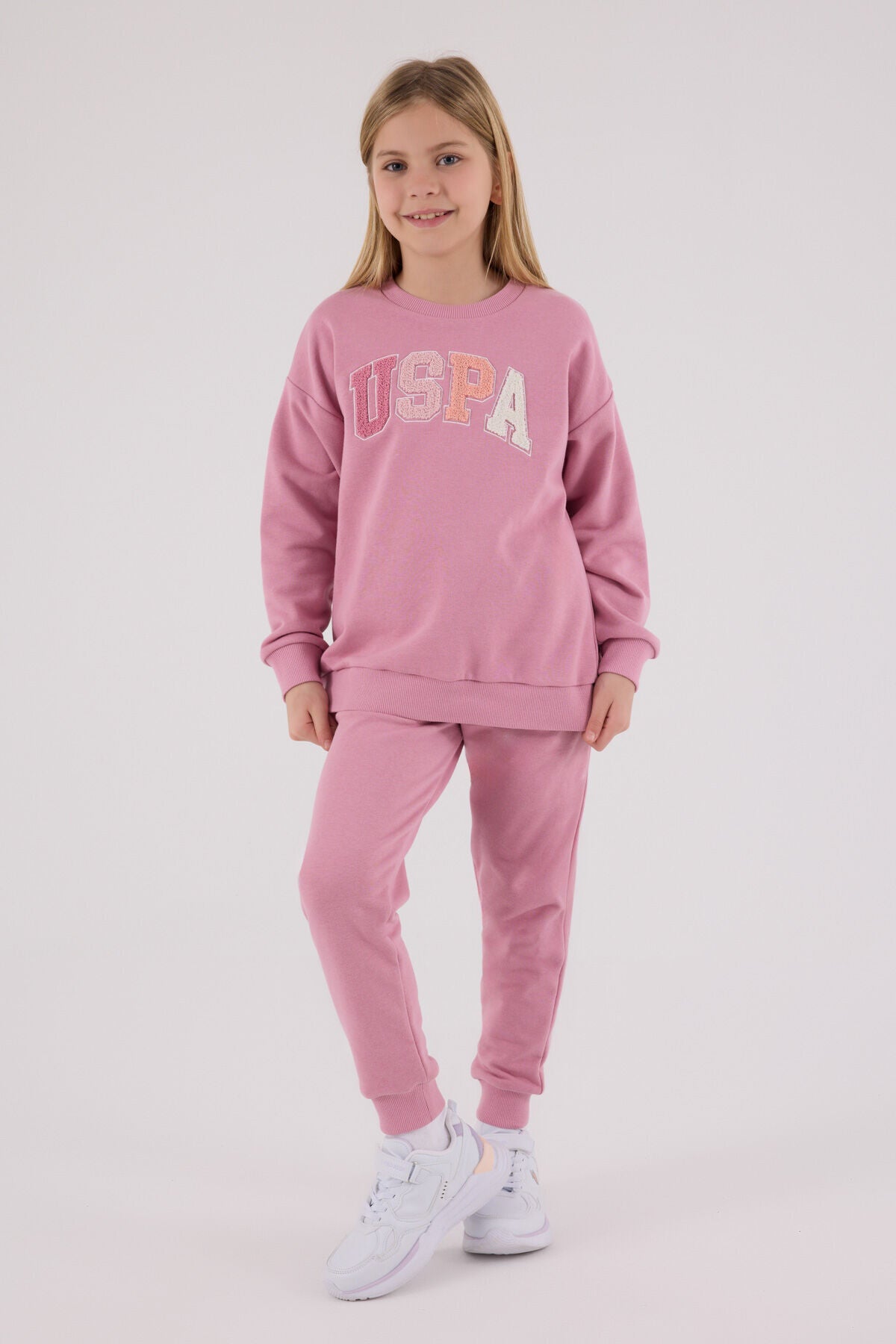 U.S. Polo Assn Girls Dusty Rose Tracksuit Set