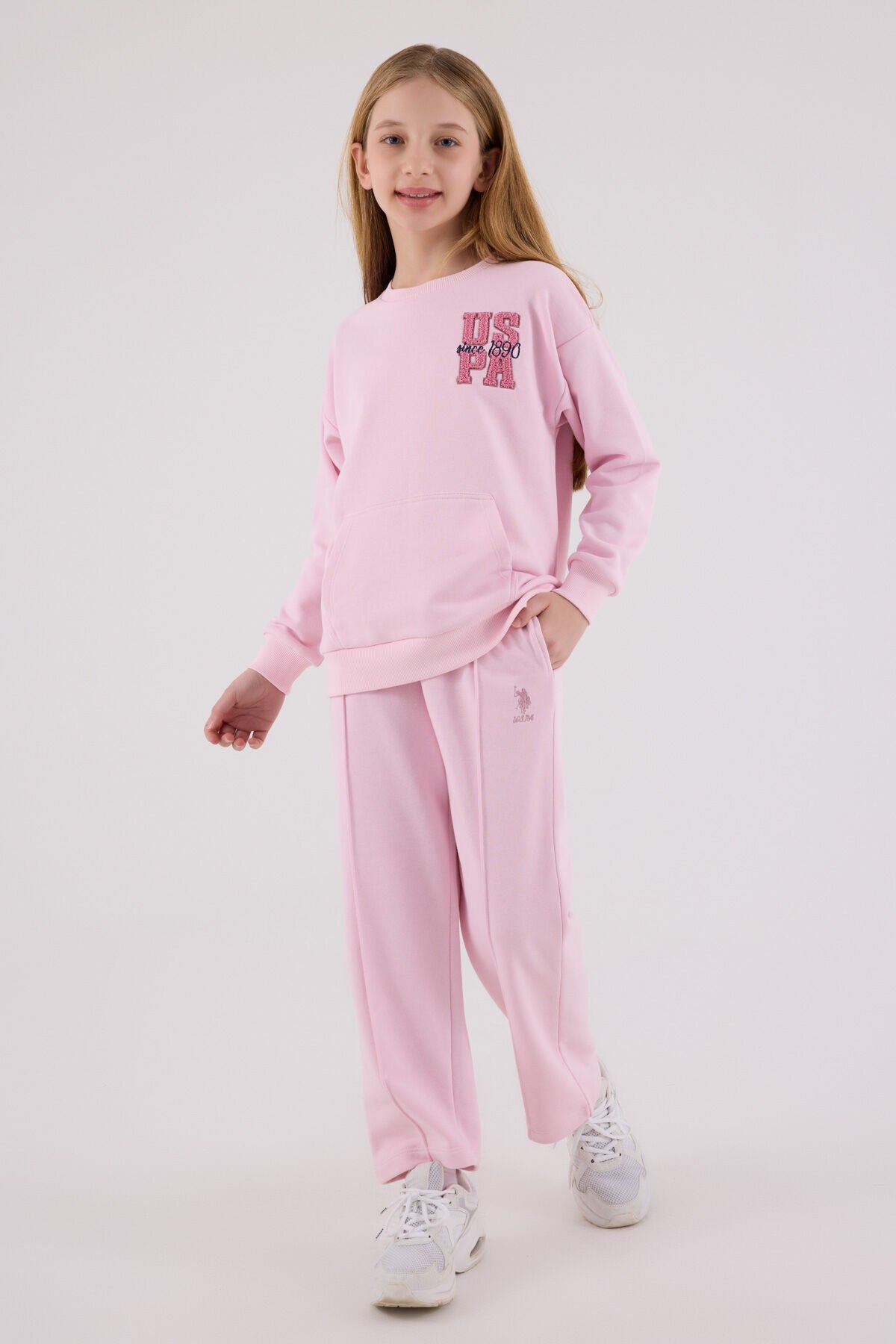 U.S. Polo Assn. Girls Pink Jumpsuit Set