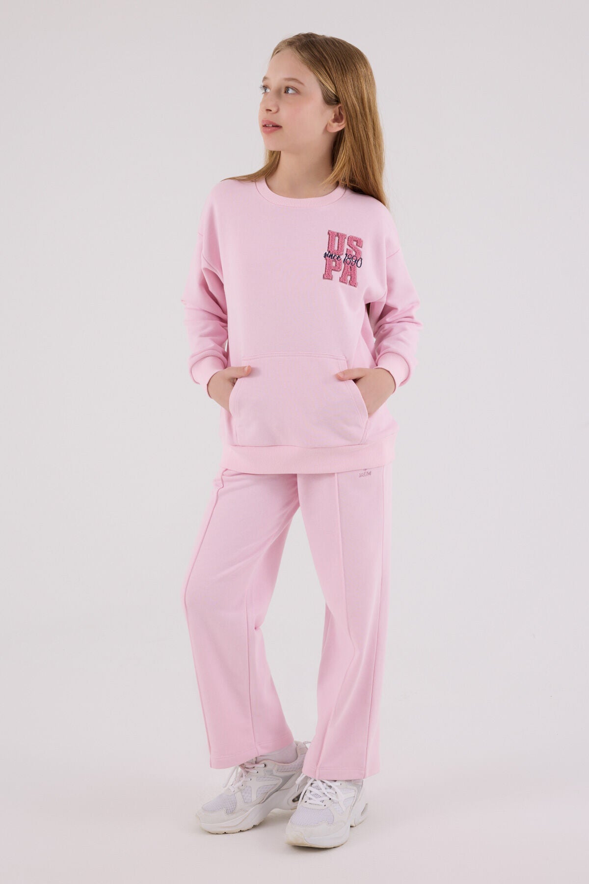 U.S. Polo Assn. Girls Pink Jumpsuit Set