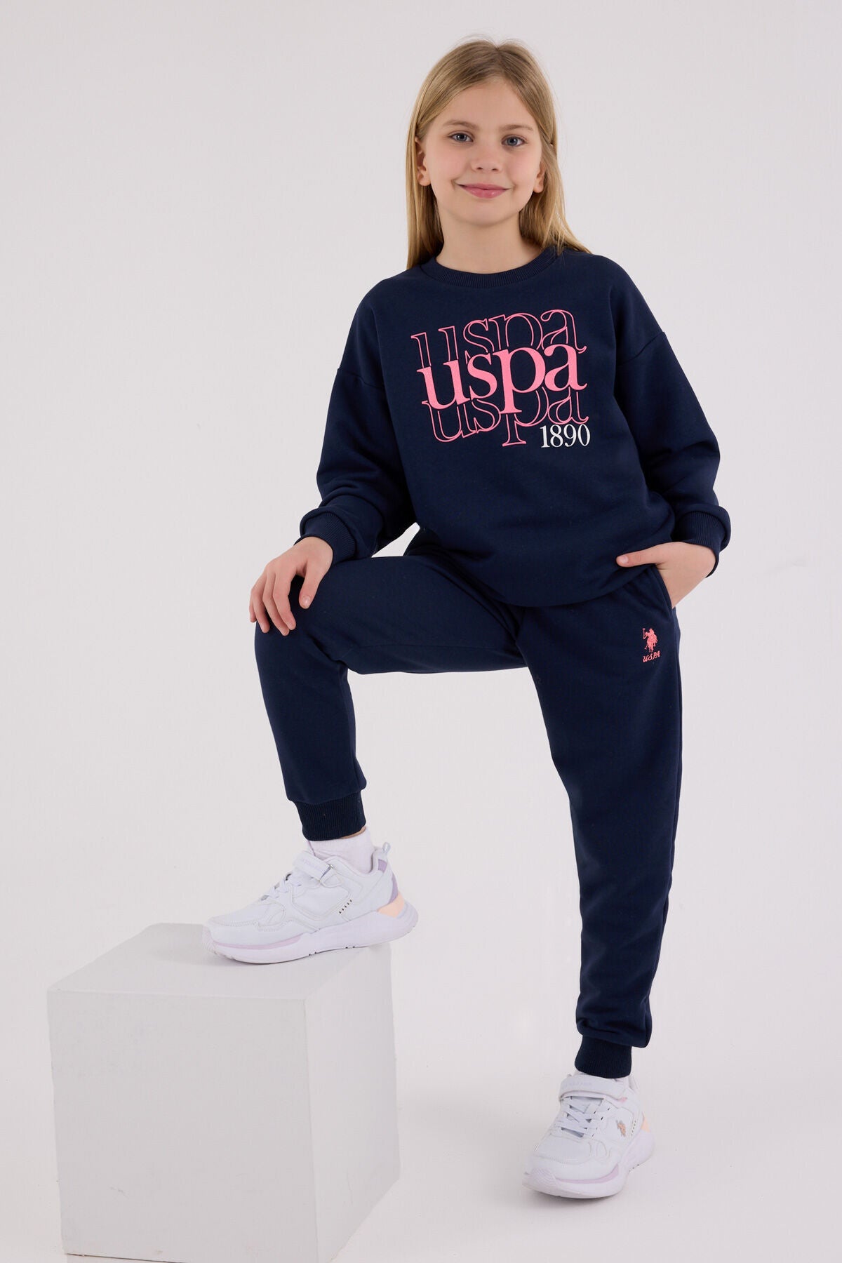 U.S. Polo Assn. Girls Navy Jumpsuit Set