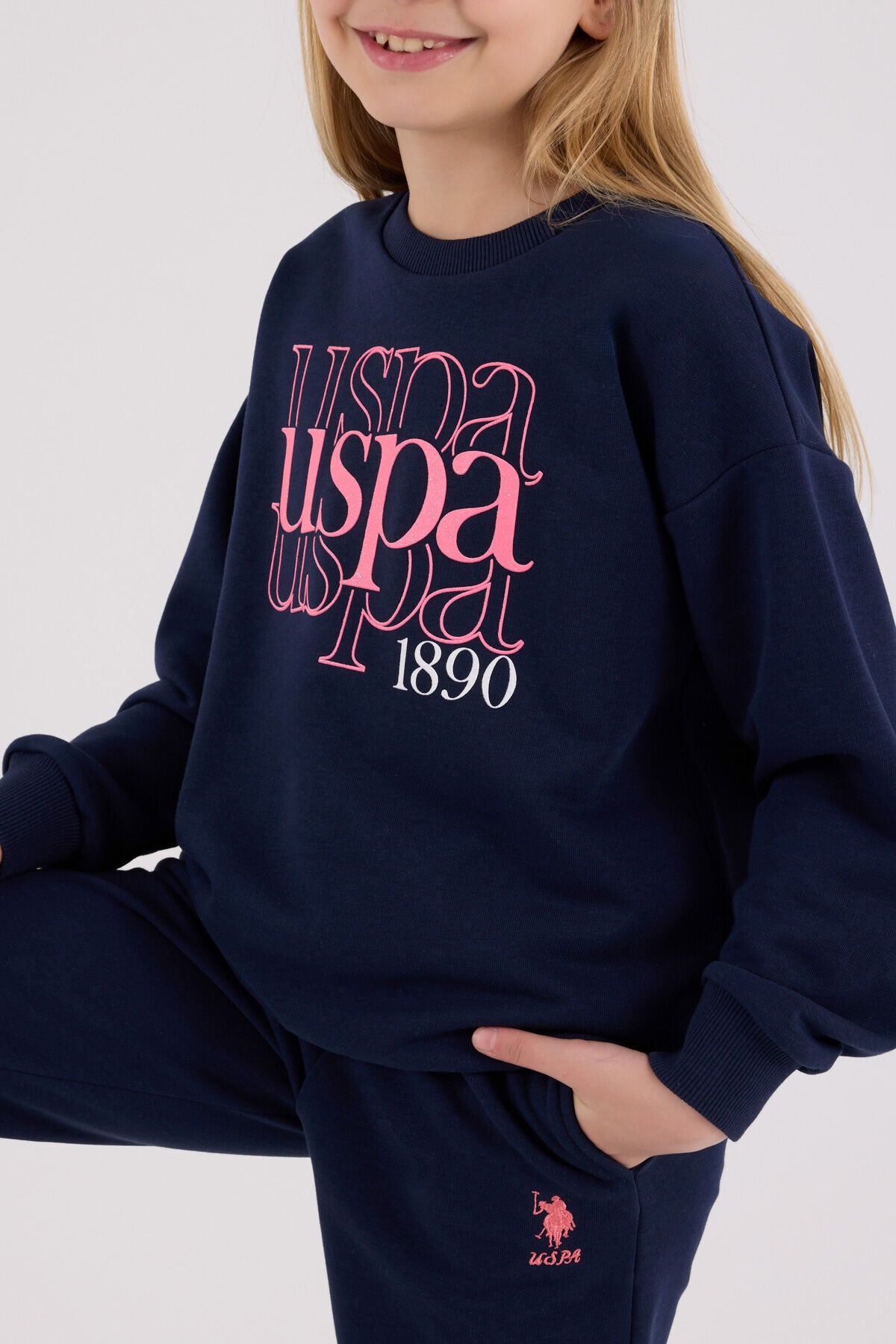 U.S. Polo Assn. Girls Navy Jumpsuit Set