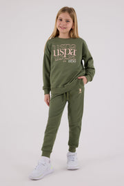 U.S. Polo Assn. Girls Khaki Jumpsuit Set