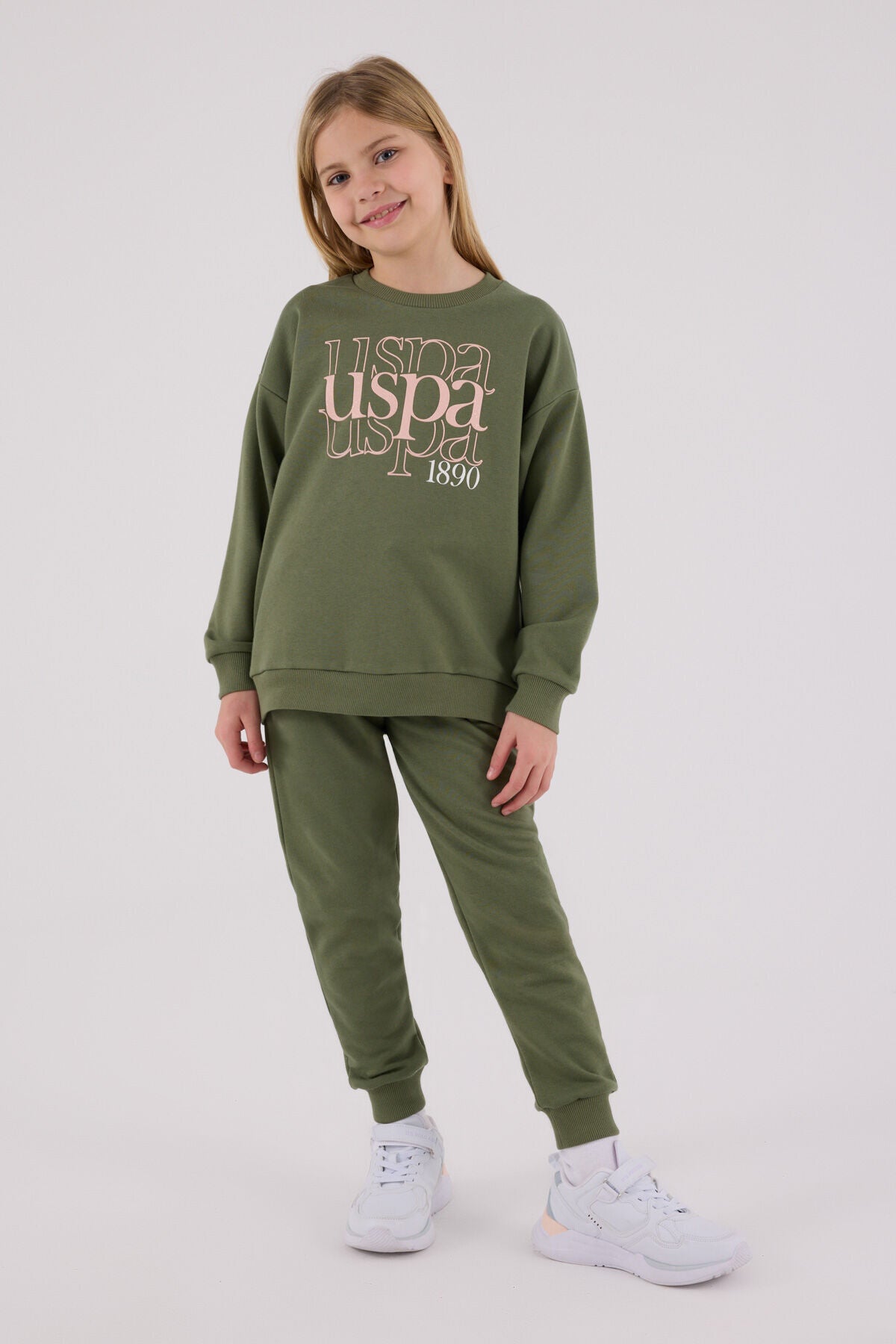 U.S. Polo Assn. Girls Khaki Jumpsuit Set