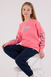 U.S. Polo Assn. Girls Neon Pink Jumpsuit Set