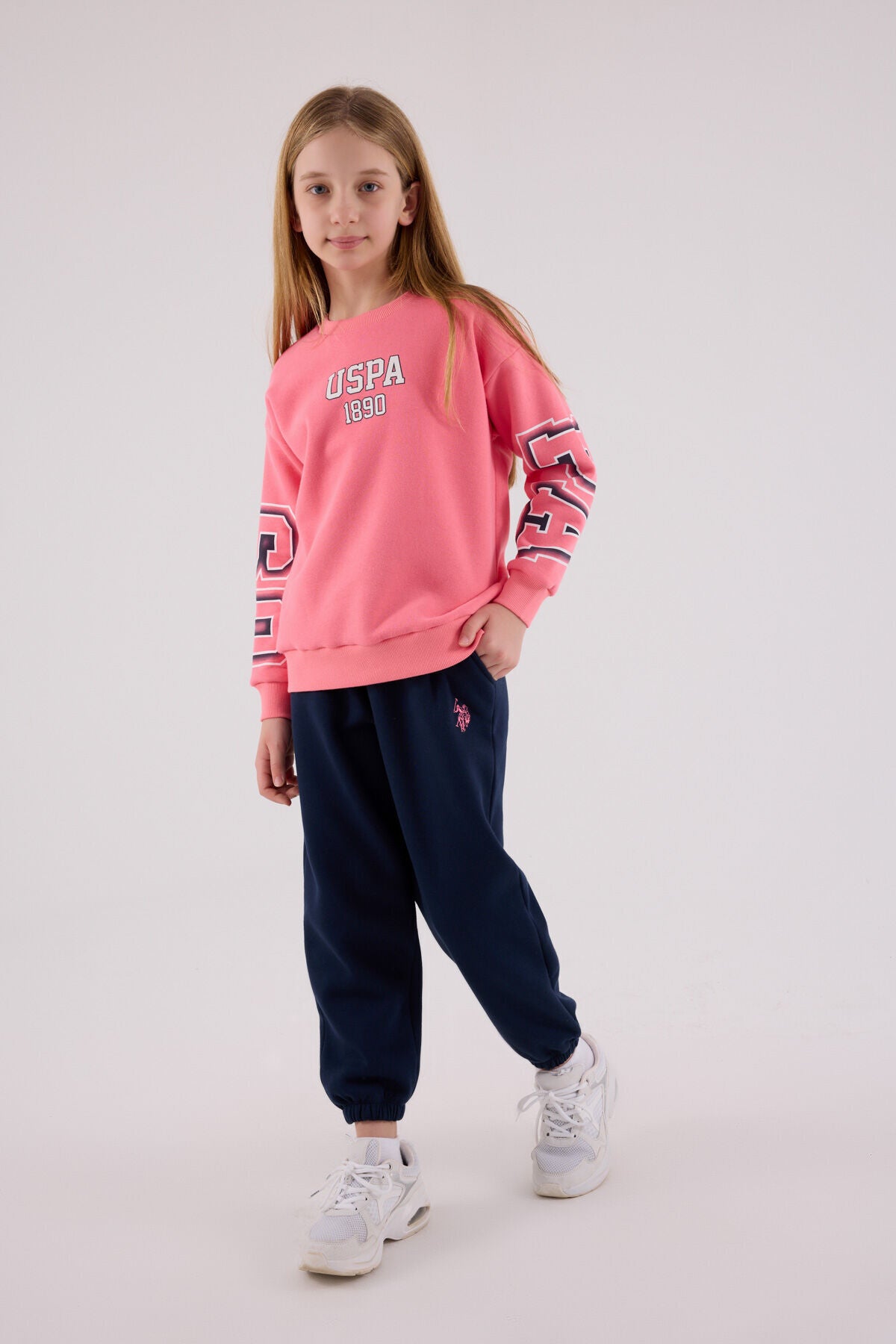 U.S. Polo Assn. Girls Neon Pink Jumpsuit Set