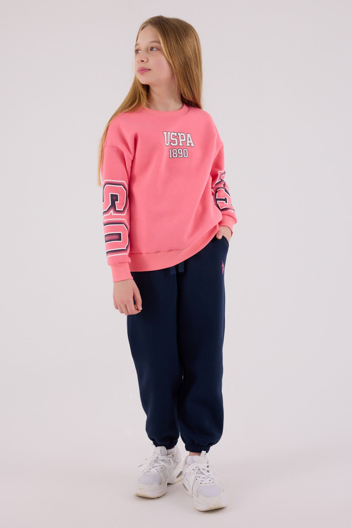 U.S. Polo Assn. Girls Neon Pink Jumpsuit Set