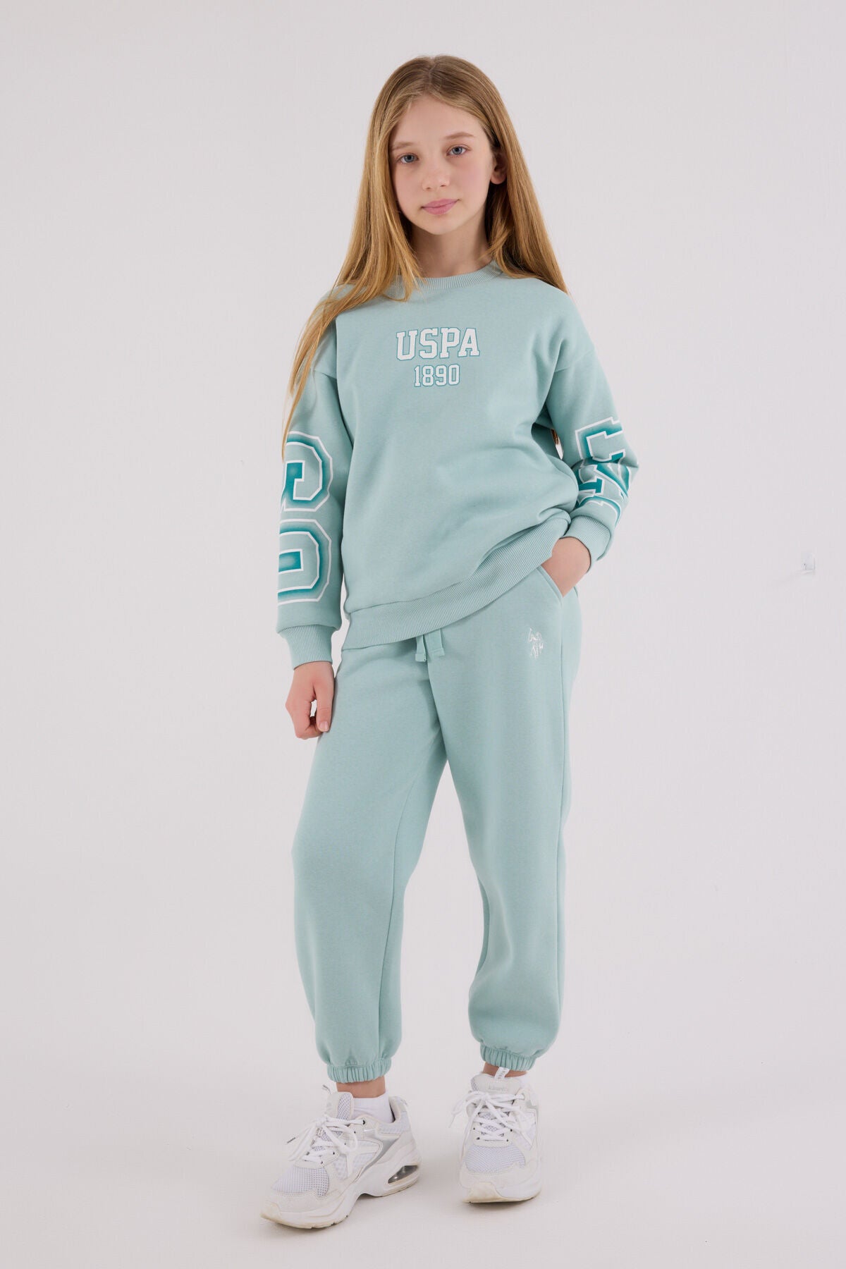 U.S. Polo Assn. Girls Sea Green Jumpsuit Set