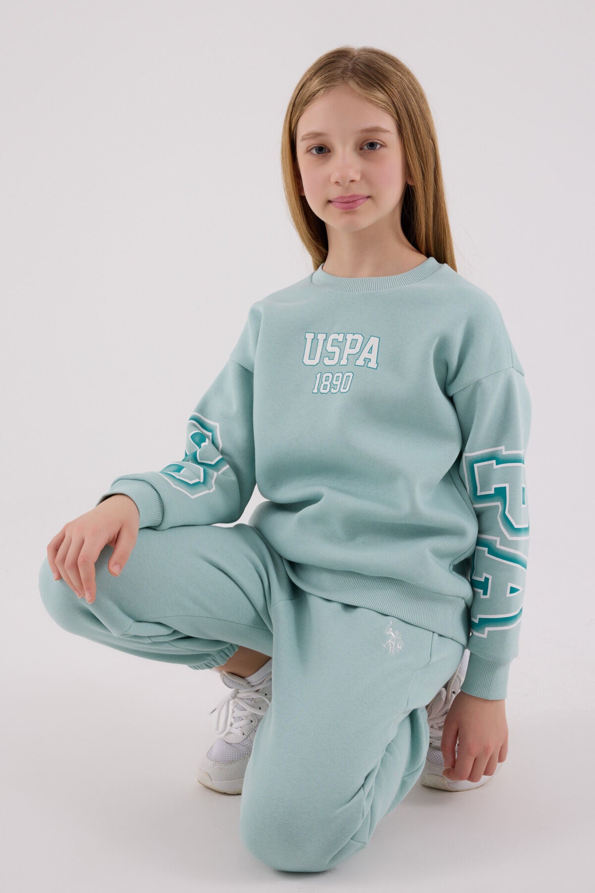 U.S. Polo Assn. Girls Sea Green Jumpsuit Set