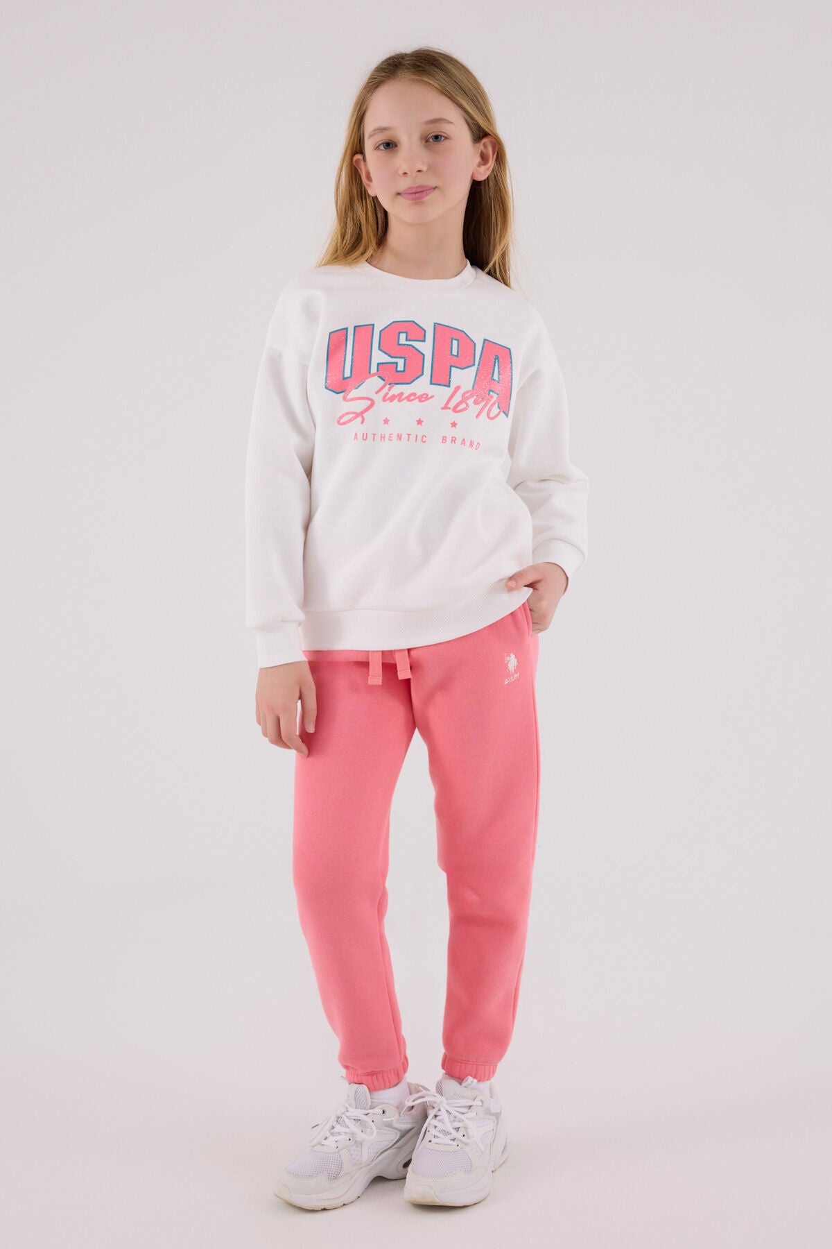 U.S. Polo Assn. Girls White Jumpsuit Set