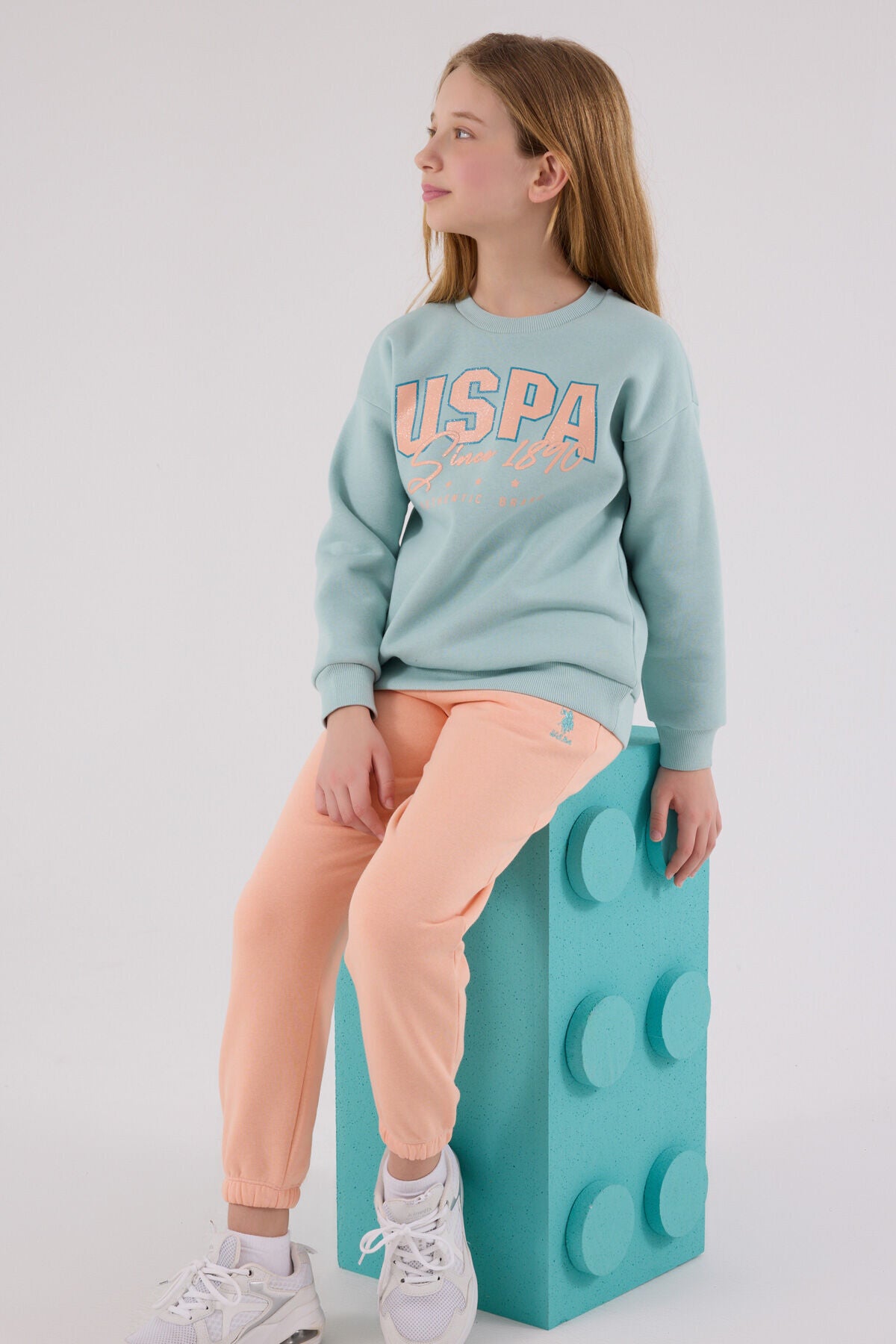 U.S. Polo Assn. Girls Sea Green Jumpsuit Set