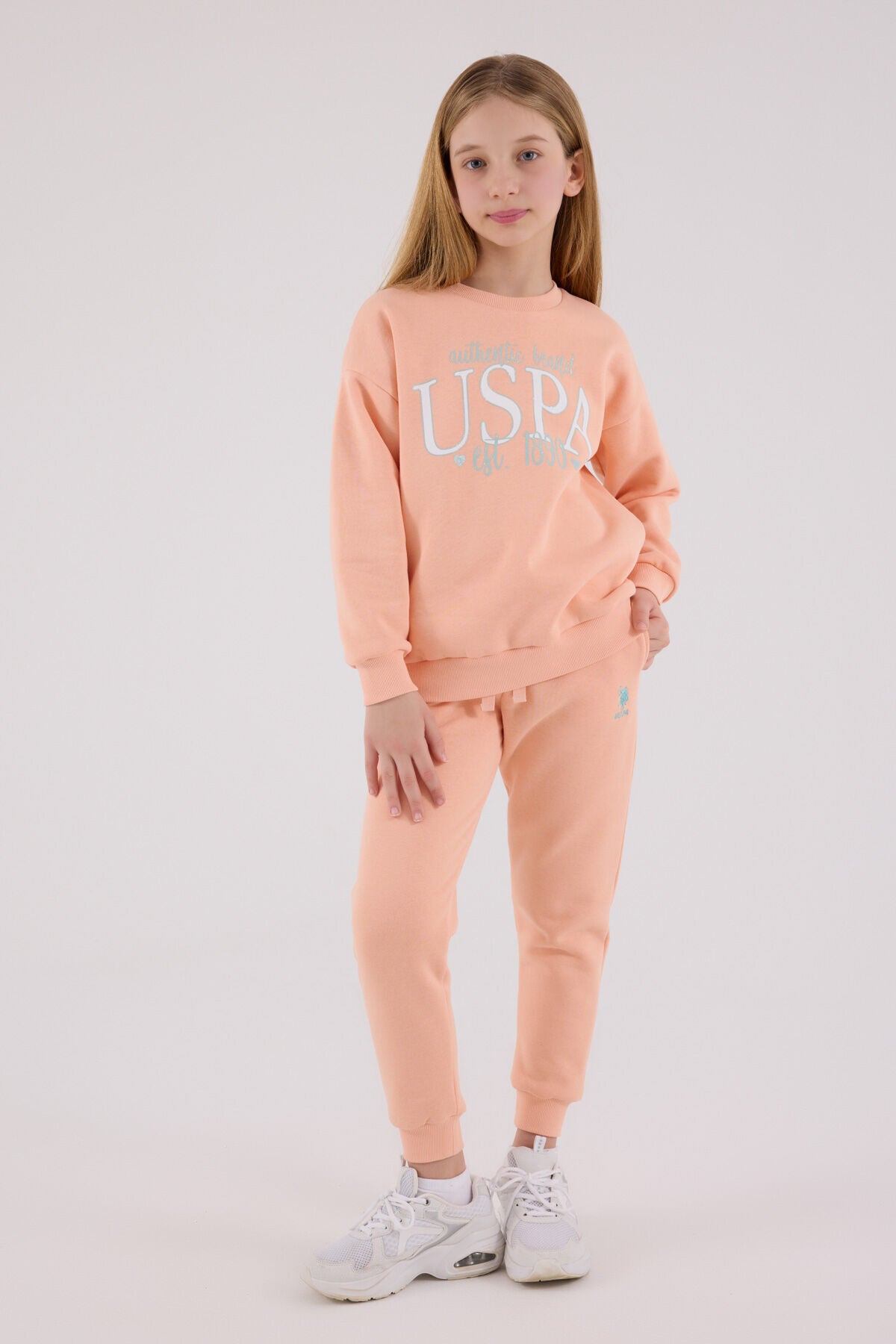 U.S. Polo Assn. Girls Salmon Jumpsuit Set