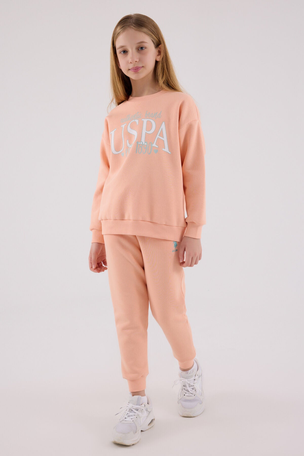 U.S. Polo Assn. Girls Salmon Jumpsuit Set
