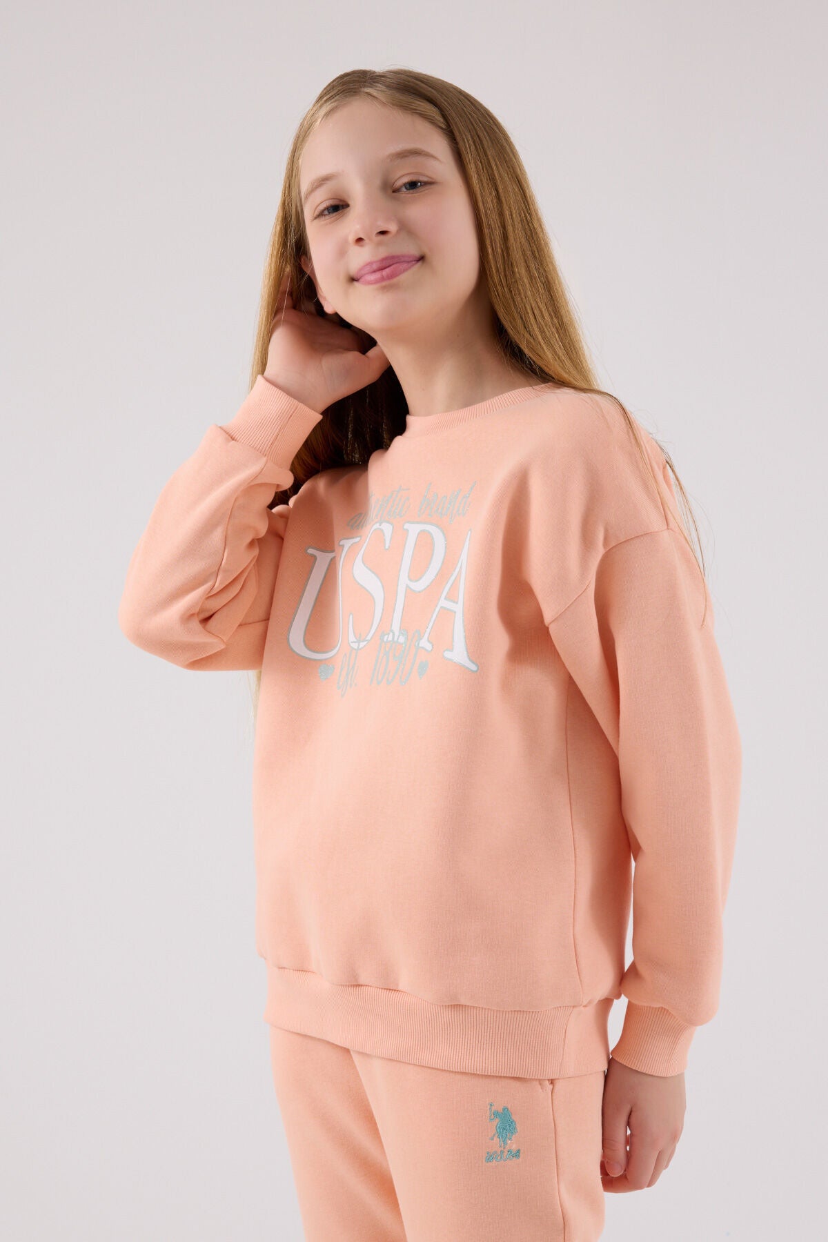 U.S. Polo Assn. Girls Salmon Jumpsuit Set