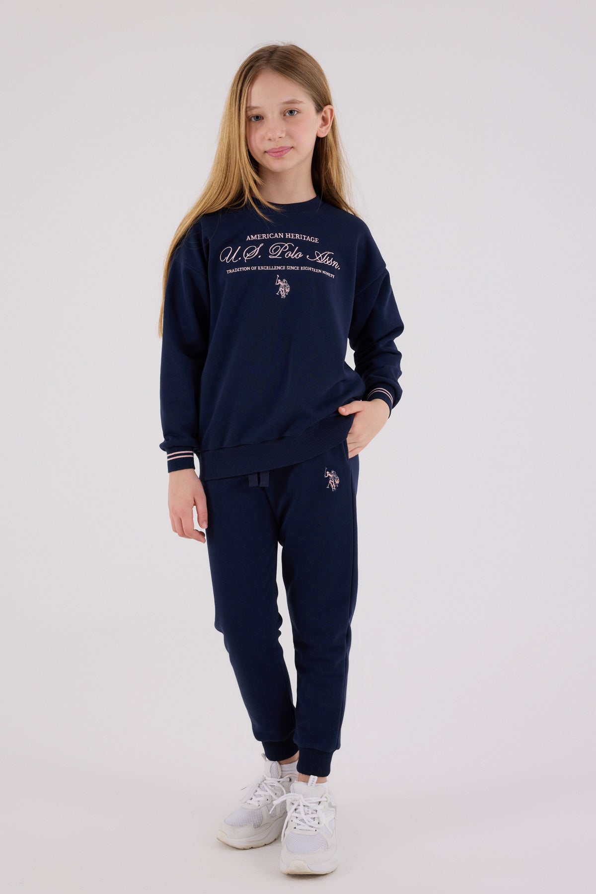 U.S. Polo Assn. Girls Navy Jumpsuit Set
