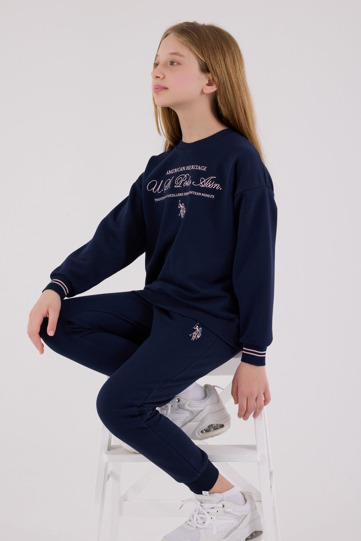 U.S. Polo Assn. Girls Navy Jumpsuit Set