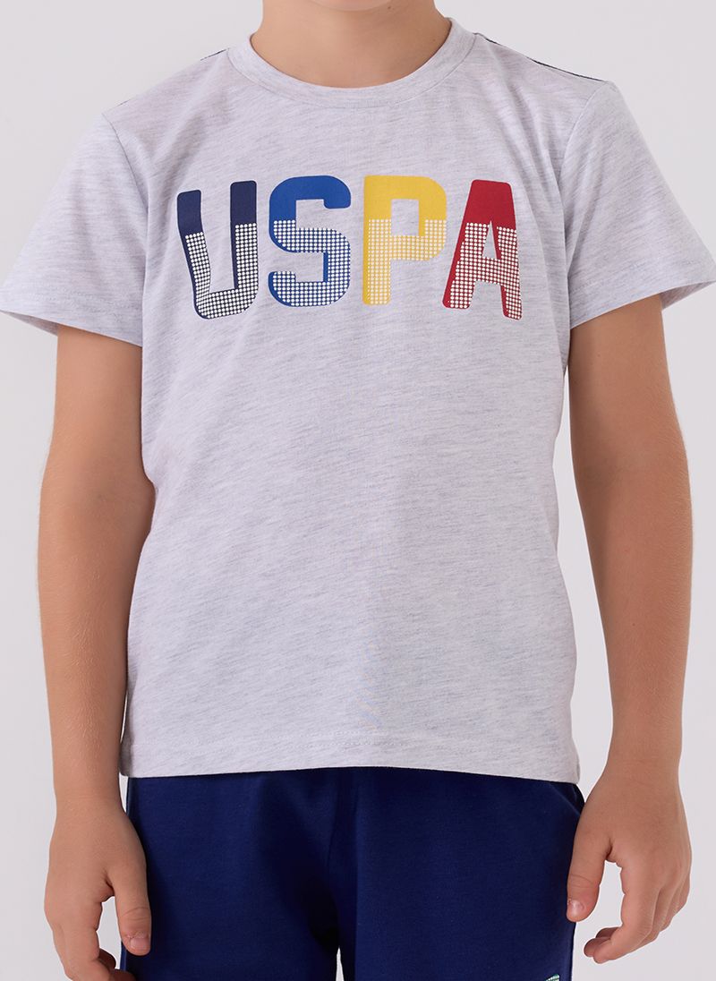 U.S. Polo Assn. Boys Grey Melange Bermuda Set