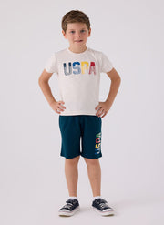 U.S. Polo Assn. Boys Beige Bermuda Set