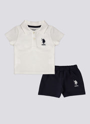 U.S. Polo Assn. Collar Beige Baby Boys Set