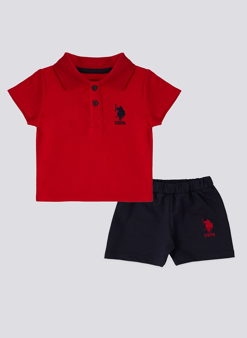 U.S. Polo Assn. Collar Red Baby Boys Set