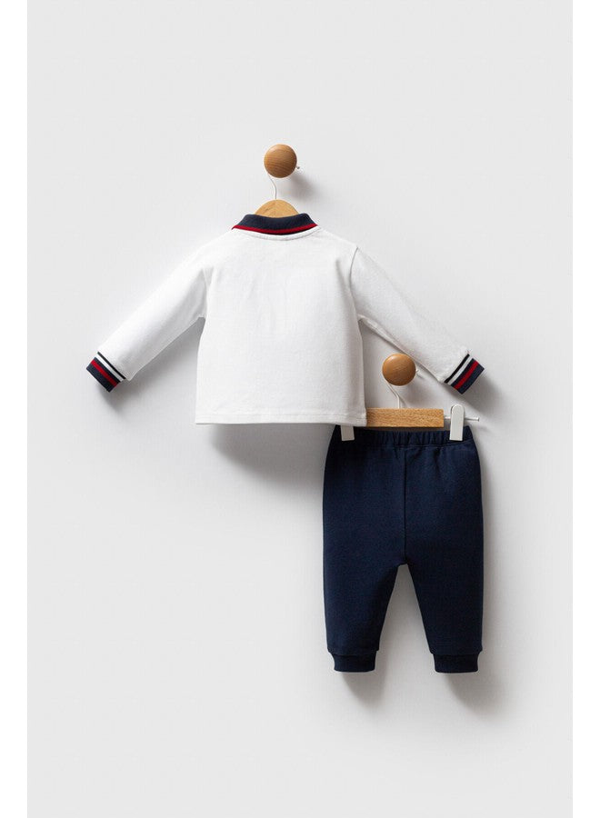 U.S. Polo Assn. Baby Boys 2-Piece White/Black Set