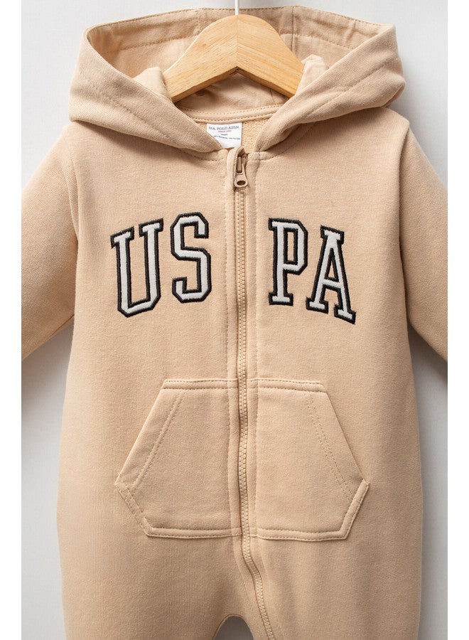 U.S. Polo Assn. Baby Boys Beige Overalls