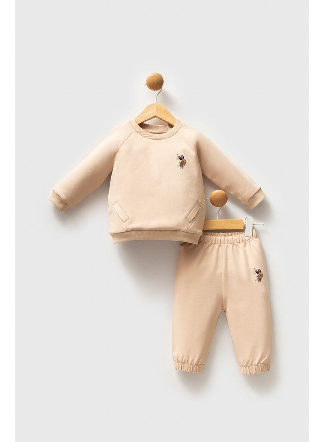 U.S. Polo Assn. Baby Boys 2-Piece Beige Set