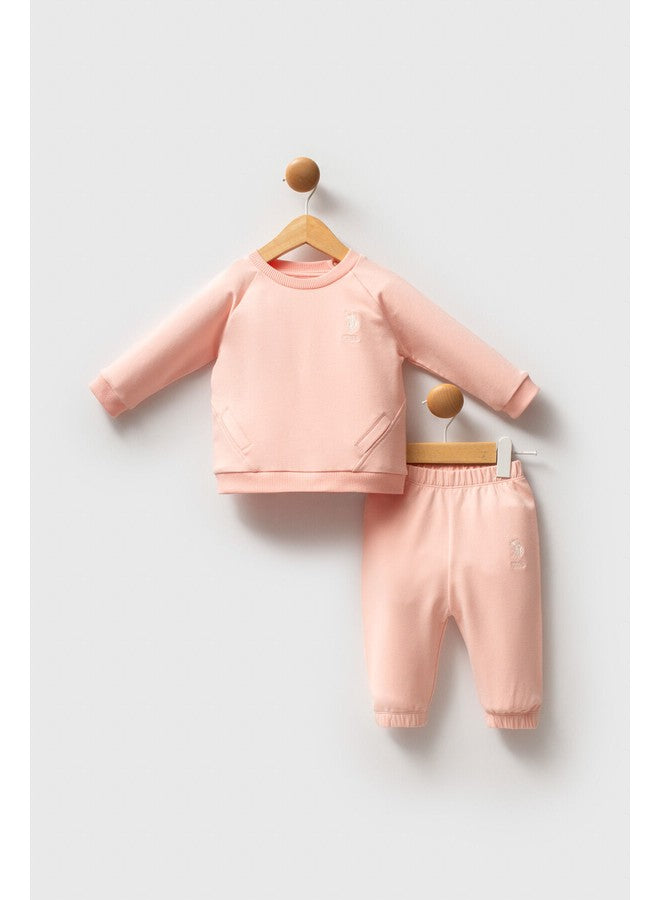 U.S. Polo Assn. Baby Girls 2-Piece Light-Salmon Set