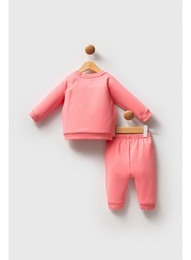 U.S. Polo Assn. Baby Girls 2-Piece Neon-Pink Set