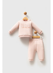 U.S. Polo Assn. Baby Girls 2-Piece Powder-Pink Set