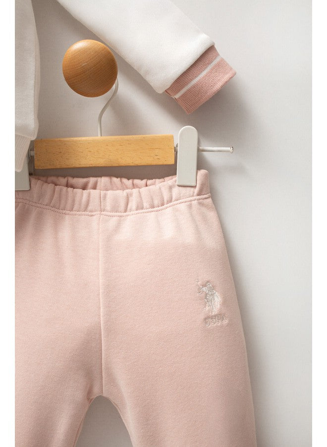 U.S. Polo Assn. Baby Girls 2-Piece White/Pink Set