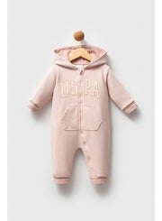 U.S. Polo Assn. Baby Girls Pink Overalls