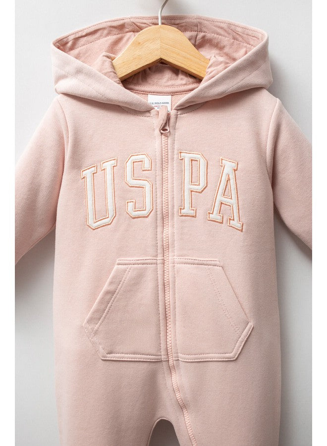 U.S. Polo Assn. Baby Girls Pink Overalls