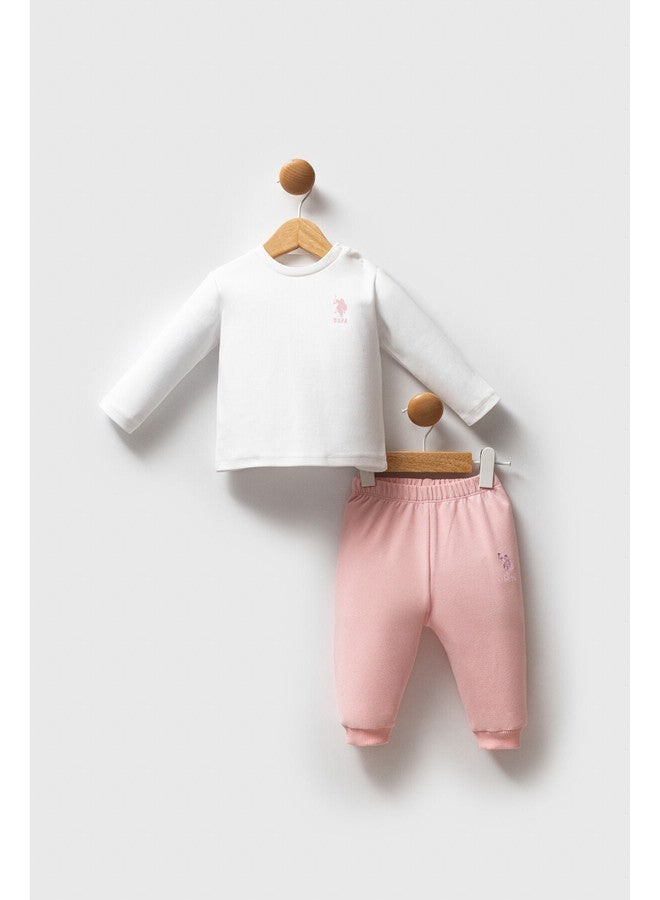 U.S. Polo Assn. Baby Girls 3-Piece Light-Pink Set